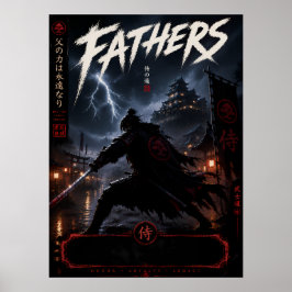 Poster Cartaz de Arte Épico Samurai Pai Guerreiro