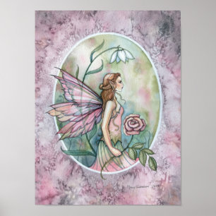 Poster Cartaz de Arte Fantasia da Fada Rosa