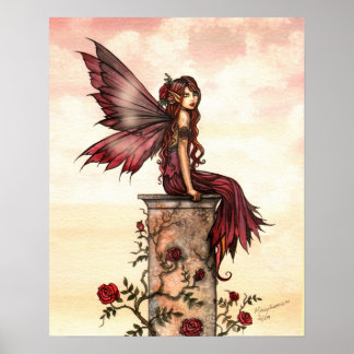 Poster Cartaz de Arte Fantasia da Fada Rosa Escarlate