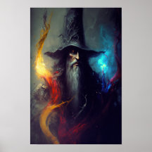 Cartaz de Arte Fantasia de Bruxo Sombrio | Decoraç