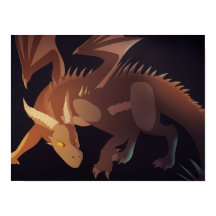 Cartaz de Arte Fantasia de Dragão Marrom