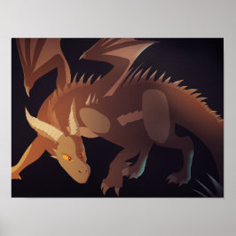 Poster Cartaz de Arte Fantasia de Dragão Marrom