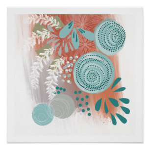 Pôster Cartaz de Arte Floral Abstrata Moderna