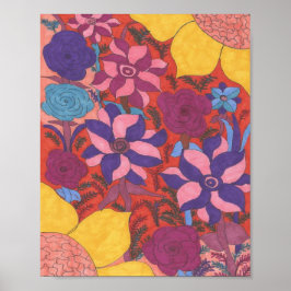 Pôster Cartaz de Arte Floral Boêmia Moderna