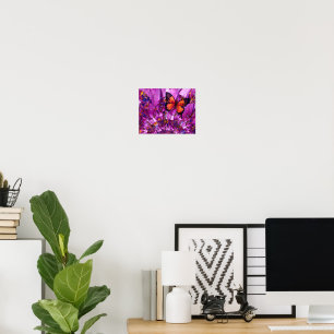 Poster Cartaz de Arte Floral Borboleta Roxa