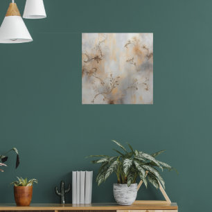 Poster Cartaz de Arte Floral Vintage com Redemoinho Pra