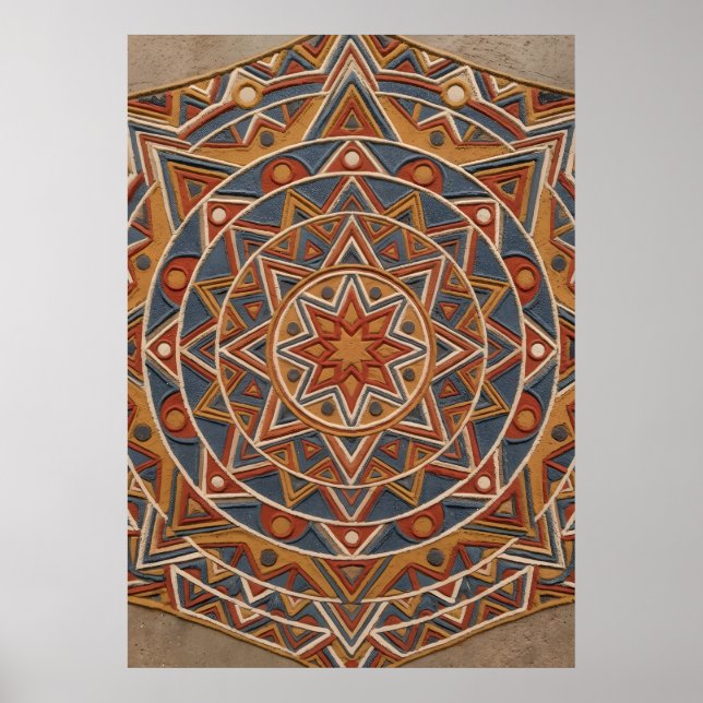 Poster Cartaz de Arte Geométrica Mandala Estrela do Sudoe (Frente)