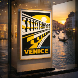 Poster Cartaz de Arte Geométrica Retro Vintage Veneza Itá