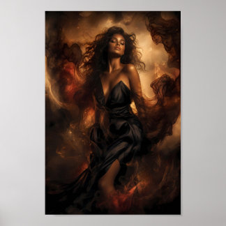 Poster Cartaz de Arte Paisagem Noturna de Veludo e Brasa