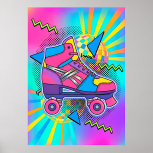 Poster Cartaz de Arte Pop de Patins Retrô