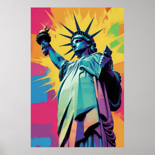 Poster Cartaz de Arte Pop Vibrante da Estátua da Liberdad