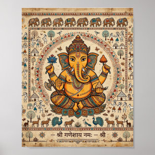 Poster Cartaz de Arte Warli Shri Ganeshaya Namah Senhor