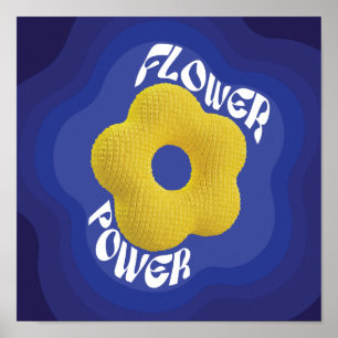 Poster Cartaz de Arte Yellow Flower Power com Gradiente A