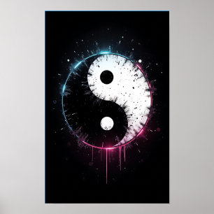 Poster Cartaz de Arte Yin Yang Splash - Decoração Zen