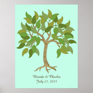 Pôster Cartaz de Árvore de Assinaturas de Casamento