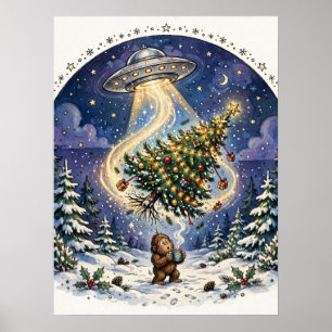 Poster Cartaz de árvore de Natal de Abdução Alienígena