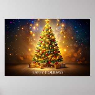 Poster Cartaz de árvore de Natal decorada