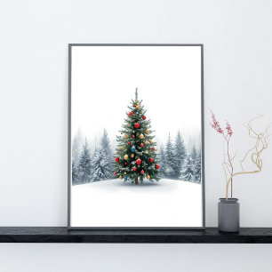 Poster Cartaz de Árvore de Natal Golden Elegance