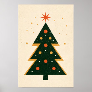 Poster Cartaz de Árvore de Natal Retro de Meados do Sécul