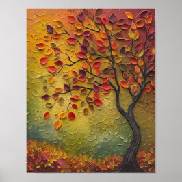 Poster Cartaz de árvore de outono com pintura 3D
