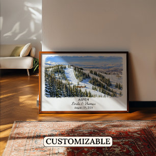 Poster Cartaz de Aspen Colorado, Aquarela, Personalizado