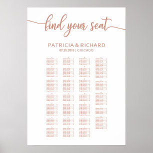 Poster Cartaz de Assento de Casamento Alfabético Rosa Dou