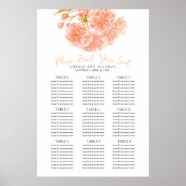Poster Cartaz de assento de casamento com flor de primave