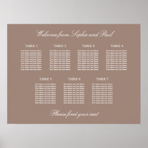 Poster Cartaz de Assento de Casamento da Mesa Taupe 7