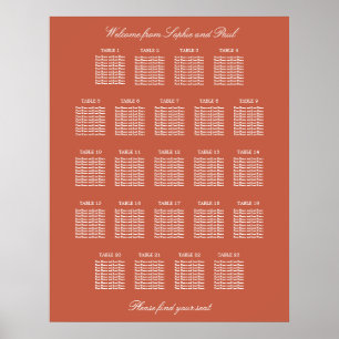 Poster Cartaz de Assento de Casamento da Mesa Terracotta