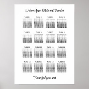 Poster Cartaz de Assento de Casamento de Mesa 16 com Esti