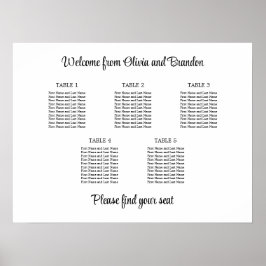 Poster Cartaz de Assento de Casamento de Mesa 5 com Estil