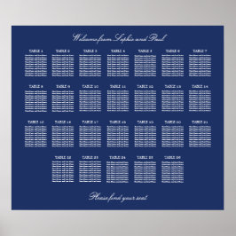 Poster Cartaz de Assento de Casamento de Mesa Azul Marinh
