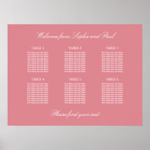 Cartaz de Assento de Casamento de Mesa Blush Pink 