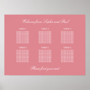 Poster Cartaz de Assento de Casamento de Mesa Blush Pink