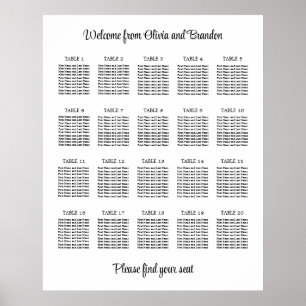 Poster Cartaz de Assento de Casamento de Mesa Estiloso 20