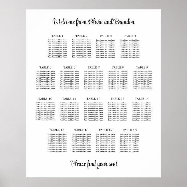 Poster Cartaz de Assento de Casamento de Mesa Stylish 18 (Frente)