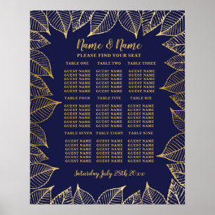 Poster Cartaz de Assento de Casamento em Ouro 9 Plano de 