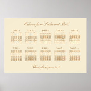 Poster Cartaz de Assento de Casamento na Mesa Cream Beige