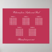 Cartaz de Assentos da Mesa 5 Vermelho Magenta Carm