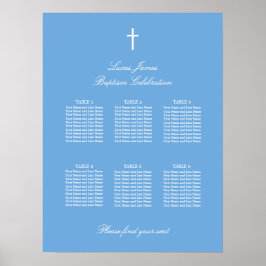 Poster Cartaz de Assentos de Batismo de Mesa 6 Azul Elega