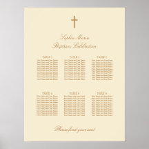 Cartaz de Assentos de Batismo de Mesa 6 Bege Creme