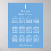 Cartaz de Assentos de Batismo de Mesa Azul Elegant