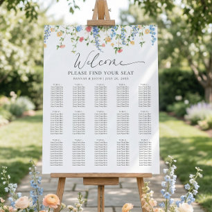 Poster Cartaz de Assentos de Casamento com Flor Silvestre