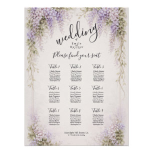 Pôster Cartaz de Assentos de Casamento com Wisteria Regen