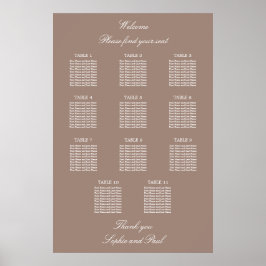 Poster Cartaz de Assentos de Casamento da Mesa Taupe 11