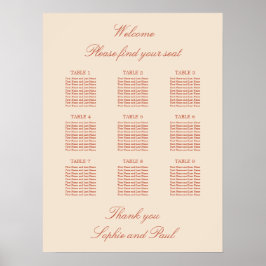 Poster Cartaz de Assentos de Casamento da Mesa Terracota 