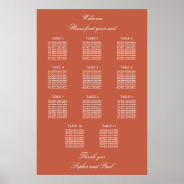 Poster Cartaz de Assentos de Casamento da Mesa Terracotta