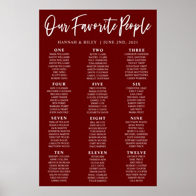 Poster Cartaz de Assentos de Casamento das Nossas Pessoas (Frente)