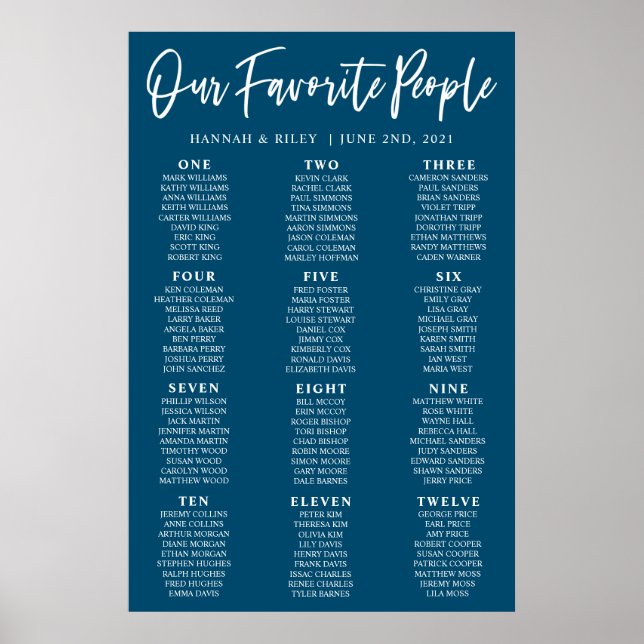Poster Cartaz de Assentos de Casamento das Pessoas Favori (Frente)