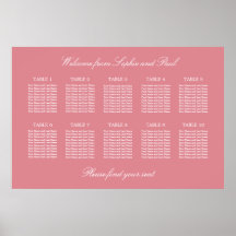Cartaz de Assentos de Casamento de Mesa 10 Rosa Co